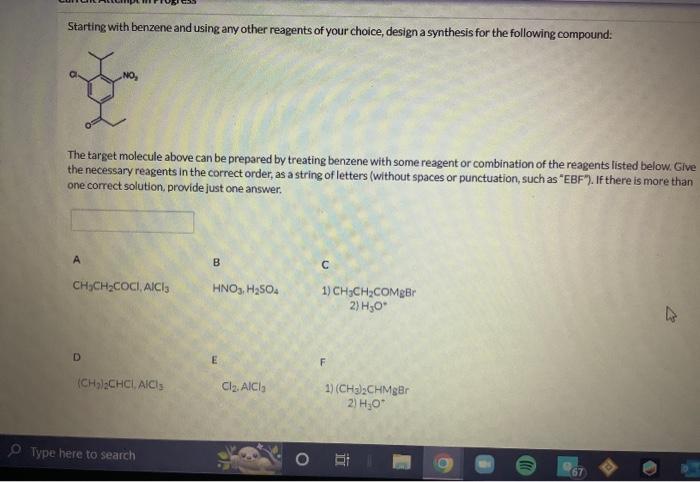 Solved Starting With Benzene And Using Any Other Reagents Of Chegg