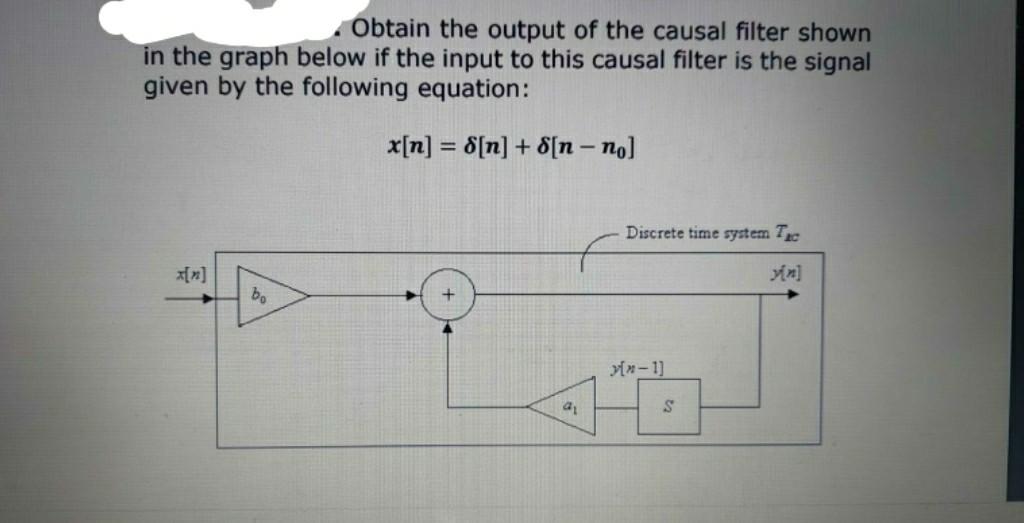 Solved Obtain The Output Of The Causal Filter Shown In The Chegg