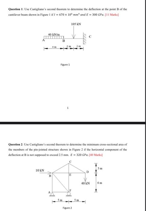 Solved Question Use Castigliano S Second Theorem To Chegg