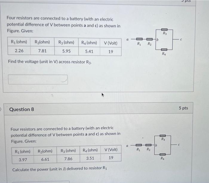 Solved Four Resistors Are Connected To A Battery With An Chegg