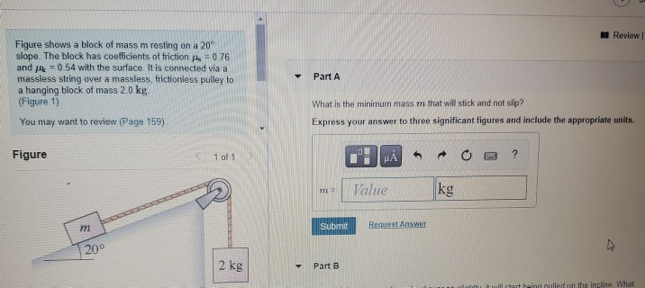 Solved Review Part A Figure Shows A Block Of Mass M Resting Chegg