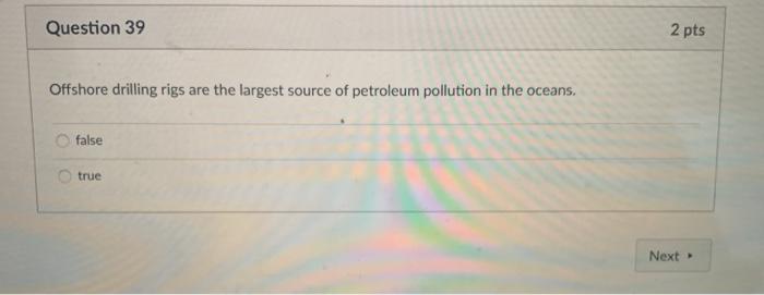 Solved Question 39 2 Pts Offshore Drilling Rigs Are The Chegg