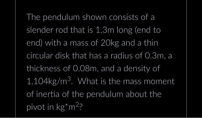 Solved The Pendulum Shown Consists Of A Slender Rod That Is Chegg