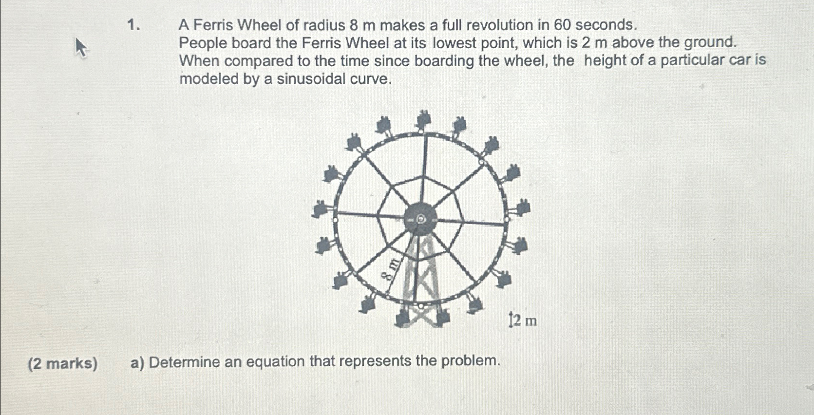 Solved A Ferris Wheel Of Radius M Makes A Full Revolutio