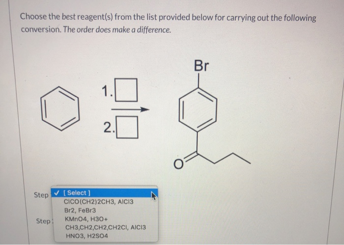 Solved Choose The Best Reagent S From The List Provided Chegg