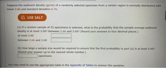 Solved Suppose The Sediment Density G Cm Of A Randomly Chegg