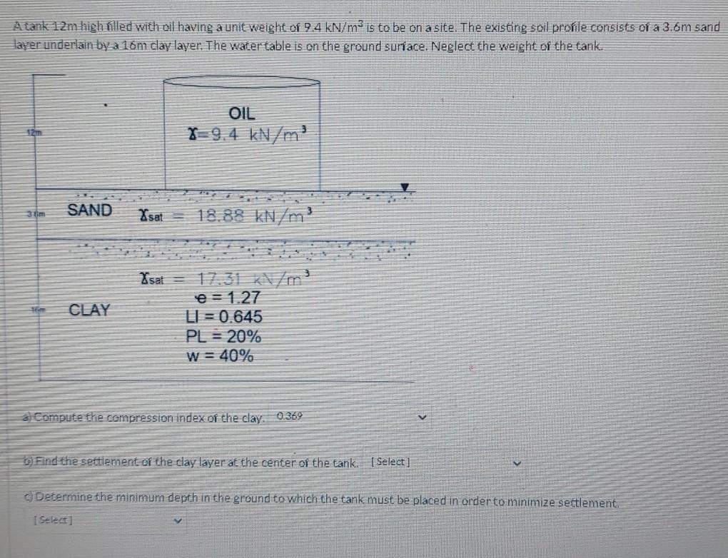 A Tank M High Illed With Oil Having A Unit Weight Chegg