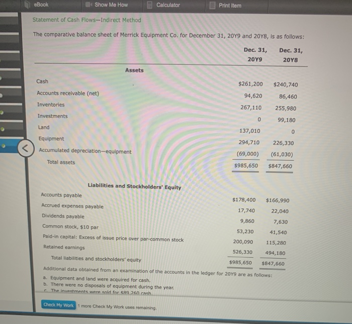 Solved Ebook Show Me How Calculator Print Item Statement Of Chegg