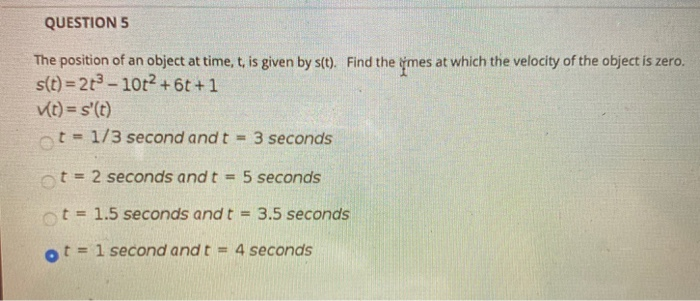 Solved The Position Of An Object At Time T Is Given By S T Chegg