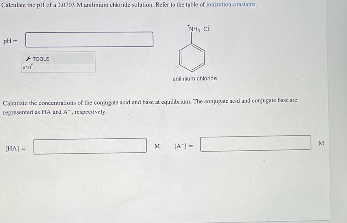 Solved Calculate The Ph Of A M Anilinium Chloride Chegg