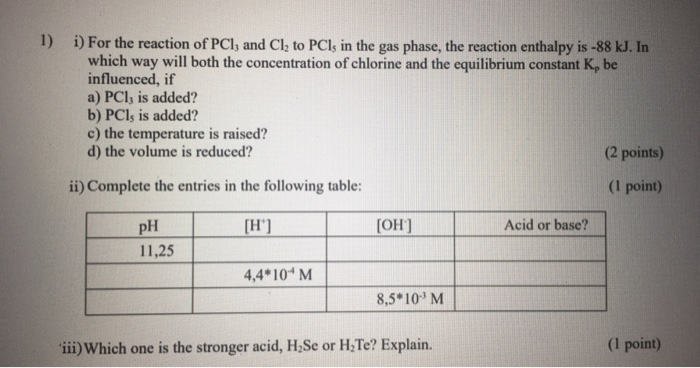 Solved I For The Reaction Of Pcl And Cl To Pcls In The Chegg