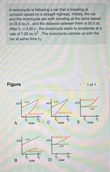 Solved A Motorcycle Is Following A Car That Is Traveling At Chegg