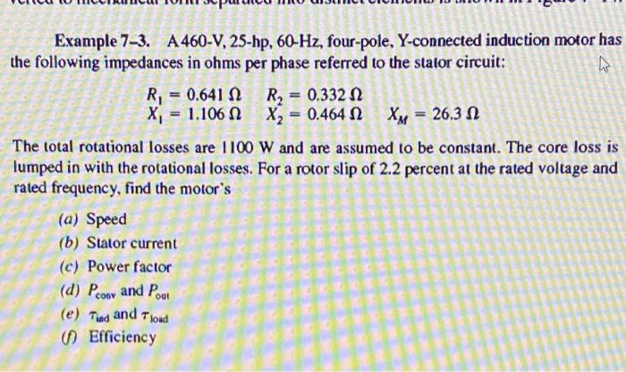 Solved Example A V Hp Hz Four Pole Chegg