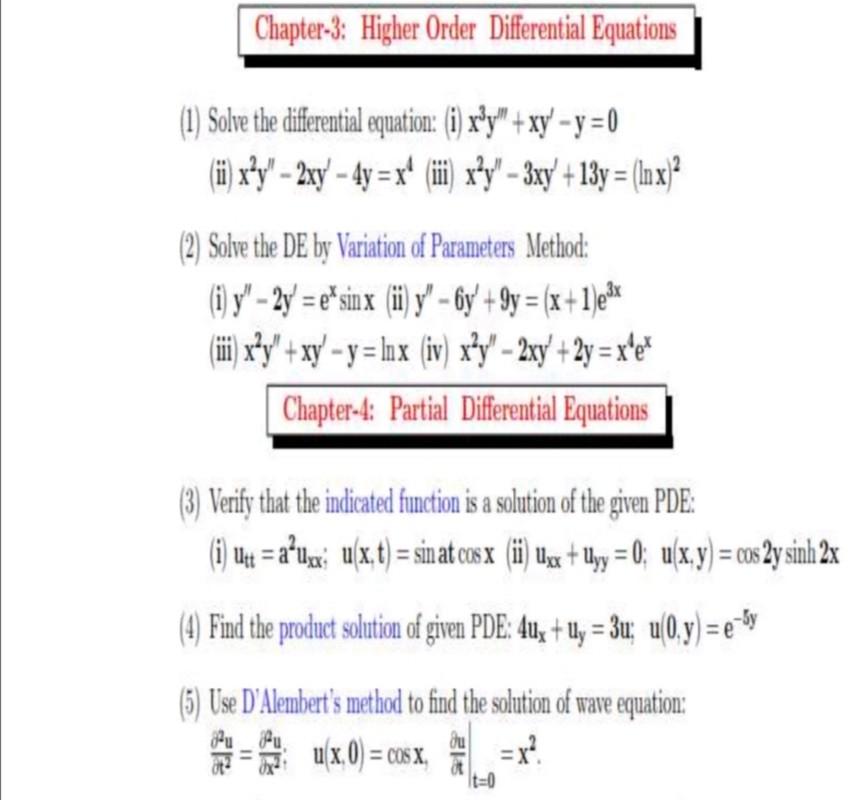 Solved Chapter Higher Order Differential Equations Chegg