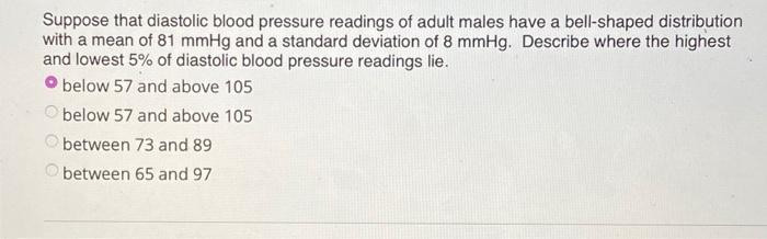 Solved Suppose That Diastolic Blood Pressure Readings Of Chegg