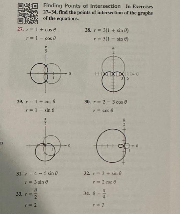 Solved Finding Points Of Intersection In Exercises Chegg