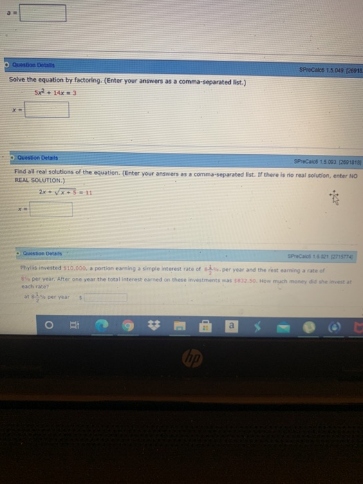 Solved Sprecalc Question Details Solve The Chegg