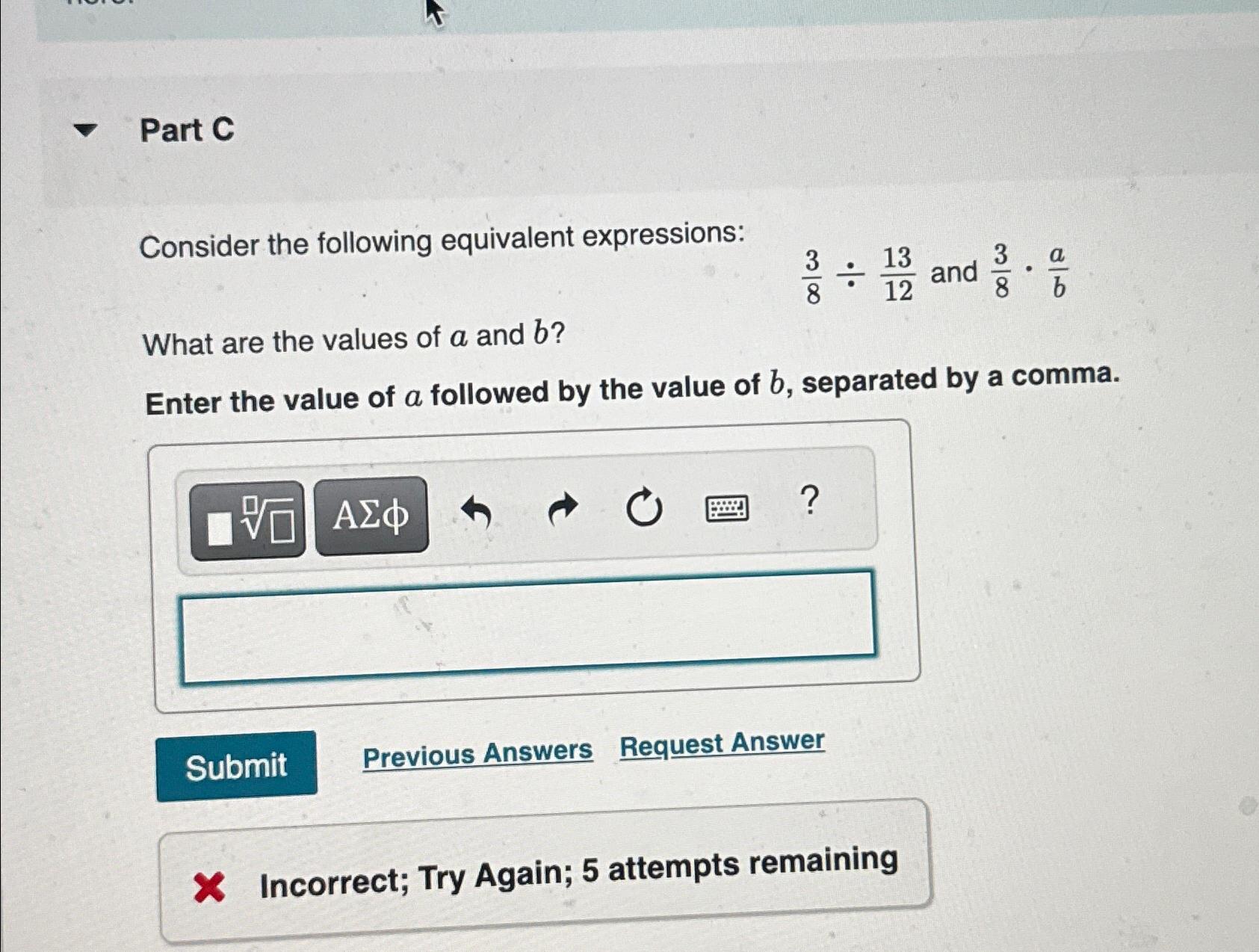 Solved Part Cconsider The Following Equivalent Chegg