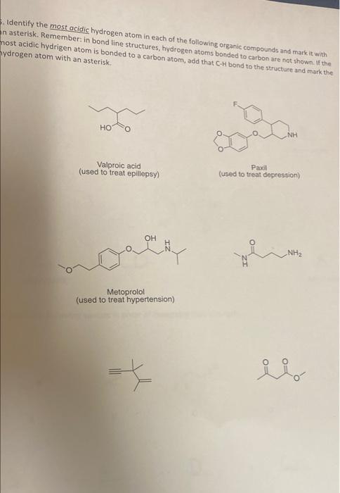 Solved Identify The Most Acidic Hydrogen Atom In Each Of The Chegg