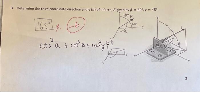 Solved Determine The Third Coordinate Direction Angle Chegg