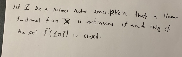 Solved Let I Be A Normed Vector Space Prove That A Linear Chegg