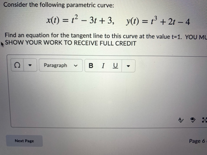 Solved Consider The Following Parametric Curve X T 2 Chegg