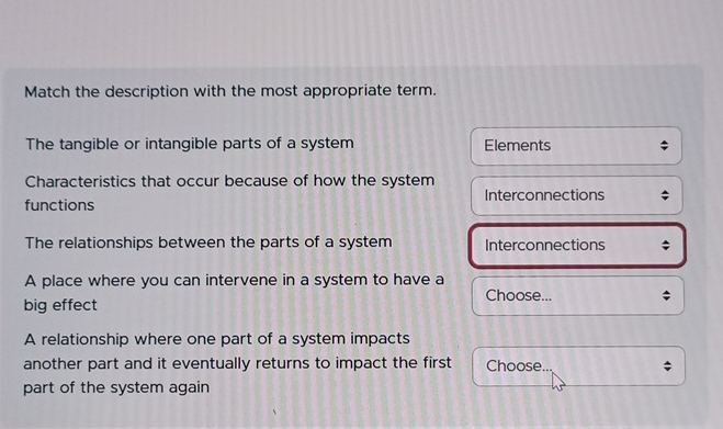 Solved Match The Description With The Most Appropriate Chegg