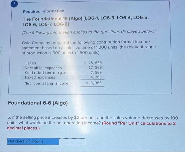 Solved Required Information The Foundational 15 Algo Chegg