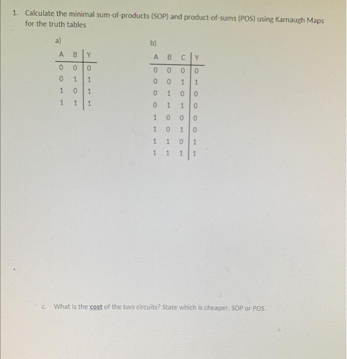 Solved Calculate The Minimal Sum Of Products Sop And Chegg