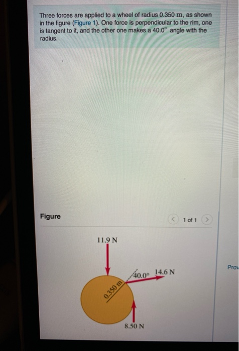 Solved Three Forces Are Applied To A Wheel Of Radius 0 350 Chegg