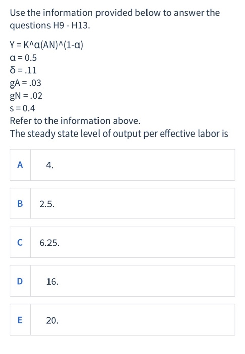 Solved Use The Information Provided Below To Answer The Chegg