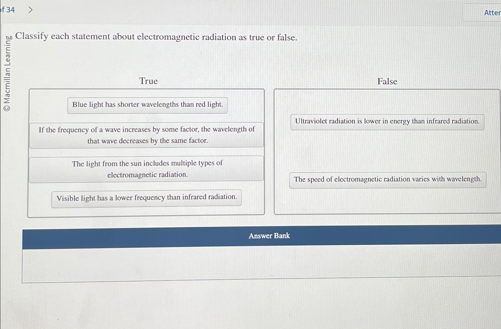 Solved Classify Each Statement About Electromagnetic Chegg