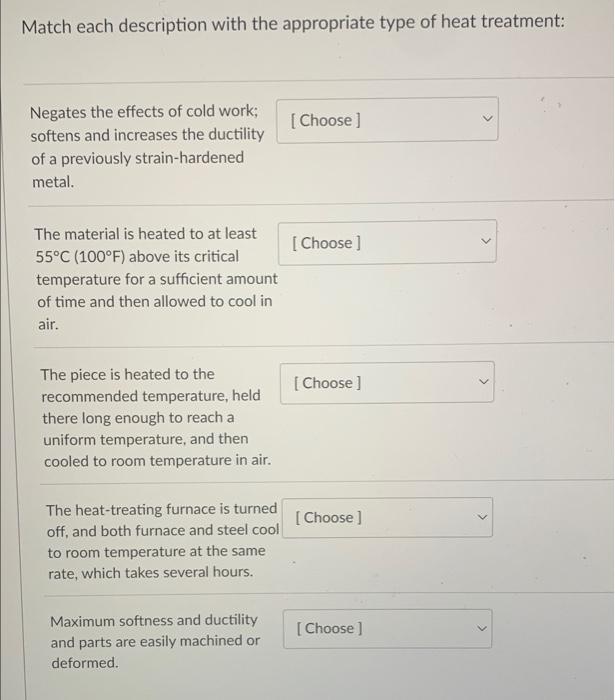 Solved Match Each Description With The Appropriate Type Of Chegg