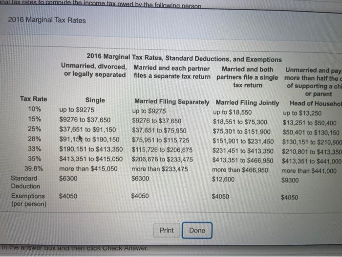 Solved X Use The Marginal Tax Rates To Compute Chegg