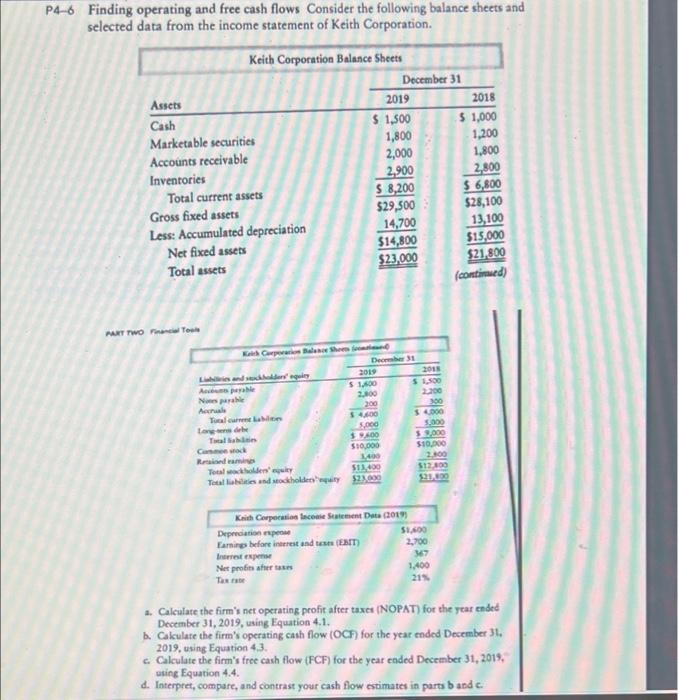 Solved P Finding Operating And Free Cash Flows Consider Chegg