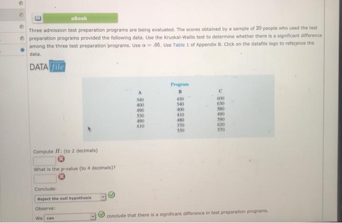 Solved Ebook Three Admission Test Preparation Programs Are Chegg