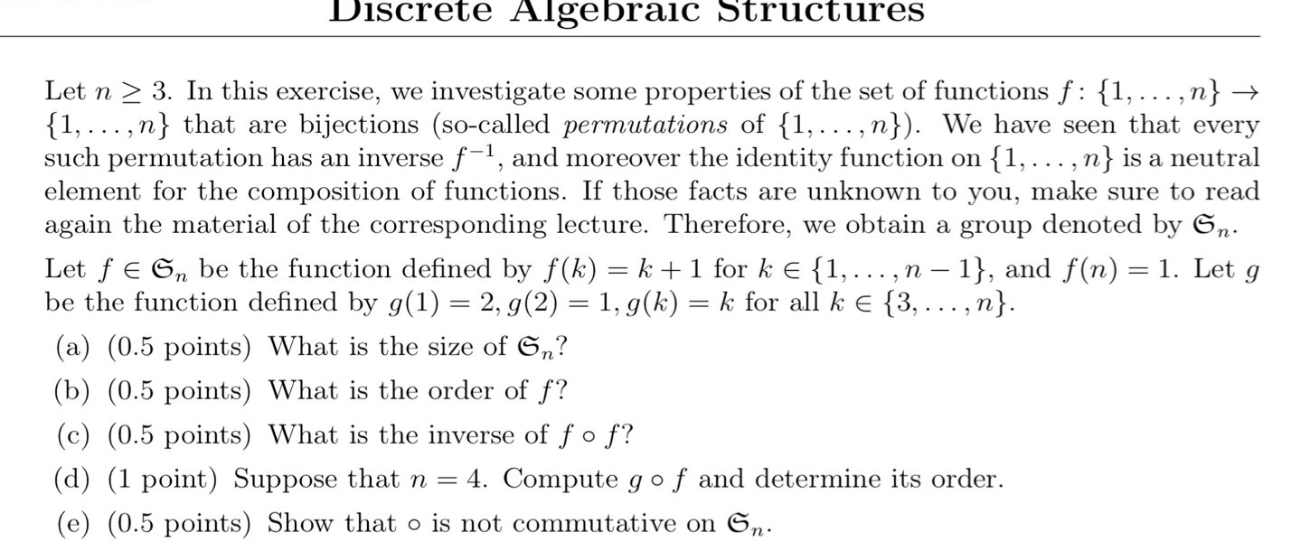 Solved Discrete Algebralc StructuresLet N3 In This Chegg