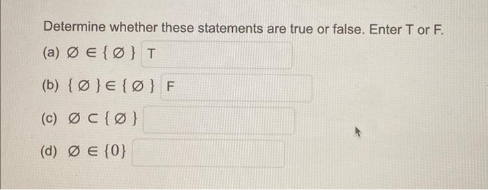 Solved Determine Whether These Statements Are True Or False Chegg