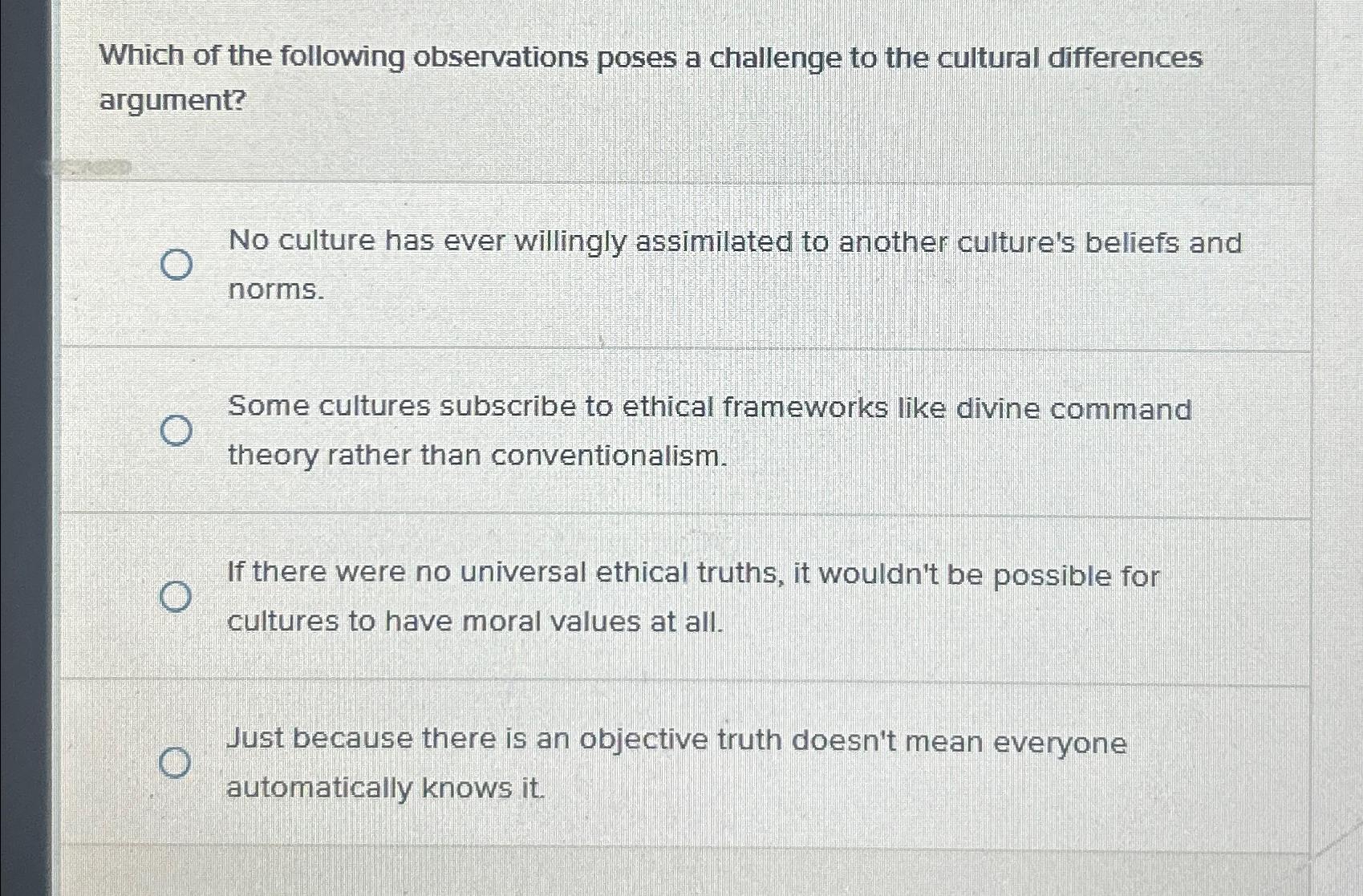 Solved Which Of The Following Observations Poses A Challenge Chegg