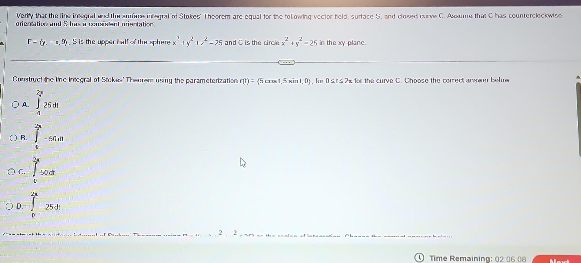 Solved Verify That The Line Integral And The Surface Chegg