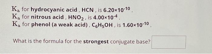 Solved Ka For Hydrocyanic Acid Hcn Is Ka For Chegg