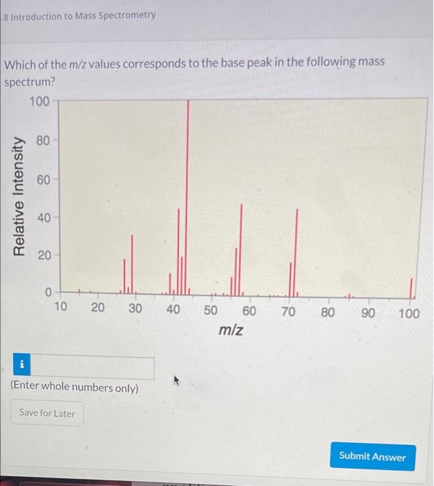 Solved Introduction To Mass Spectrometry Which Of The M Z Chegg