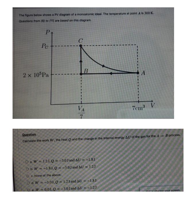 Solved The Figure Below Shows A PV Diagram Of A Monoatomic Chegg