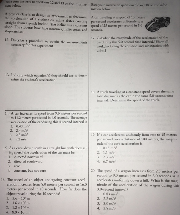 Solved Base Your Answers To Questions And On The Chegg