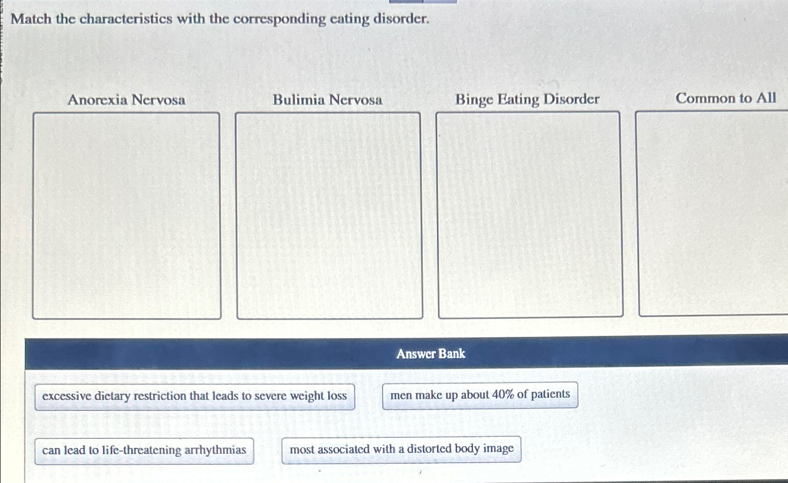 Solved Match The Characteristics With The Corresponding Chegg