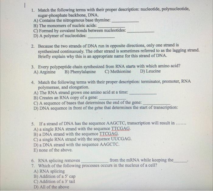 Solved 1 Match The Following Terms With Their Proper Chegg