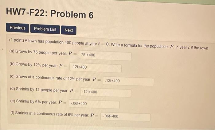 Solved Point A Town Has Population People At Year Chegg