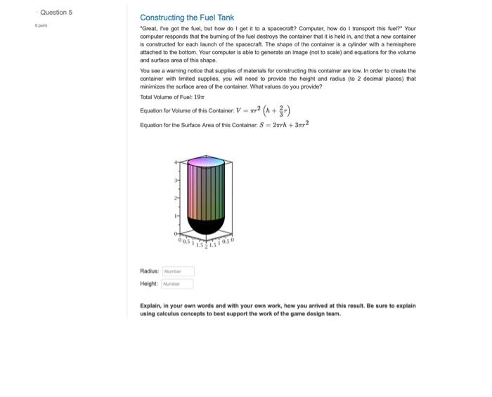 Solved Constructing The Fuel Tank Great Fve Got The Fuel Chegg