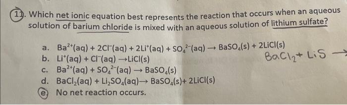 Solved Which Net Ionic Equation Best Represents The Chegg