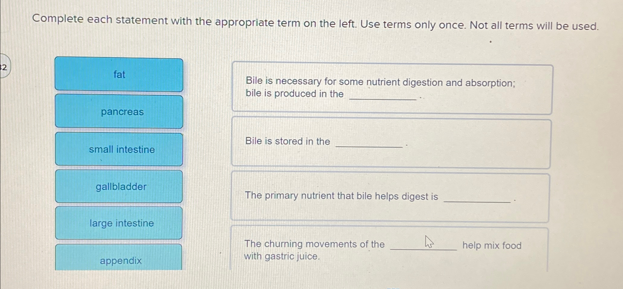 Solved Complete Each Statement With The Appropriate Term On Chegg